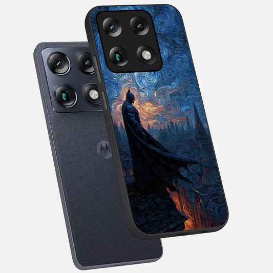 Dark Knight Dusk phone case For Moto Signature showing premium glass back cover with detailed artwork