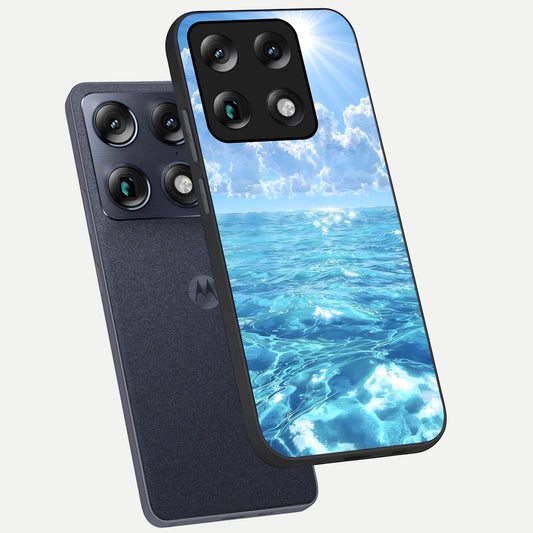 Endless Ocean Horizon phone case For Moto Signature showing premium glass back cover with detailed artwork