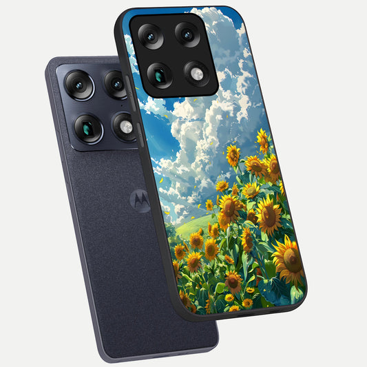 Golden Sun Glory phone case For Moto Signature showing premium glass back cover with detailed artwork