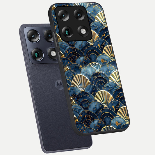 Golden Wave Luxe phone case For Moto Signature showing premium glass back cover with detailed artwork