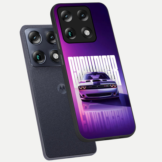 Midnight Muscle Ride phone case For Moto Signature showing premium glass back cover with detailed artwork
