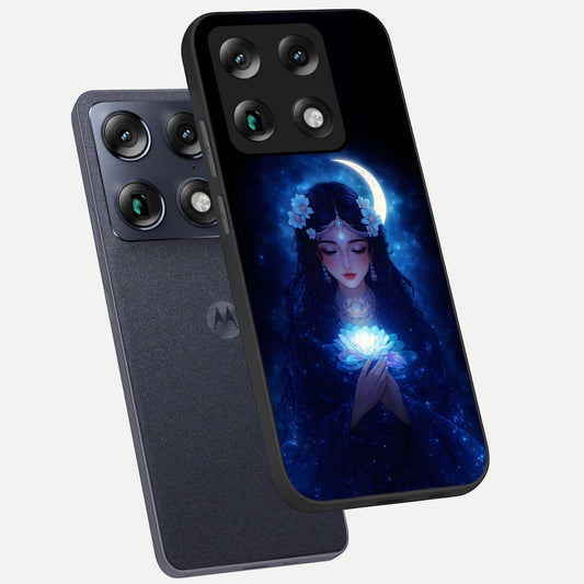 Mystic Moon Queen phone case For Moto Signature showing premium glass back cover with detailed artwork