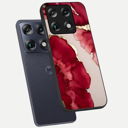 Pink And White Marble phone case For Moto Signature showing premium glass back cover with detailed artwork