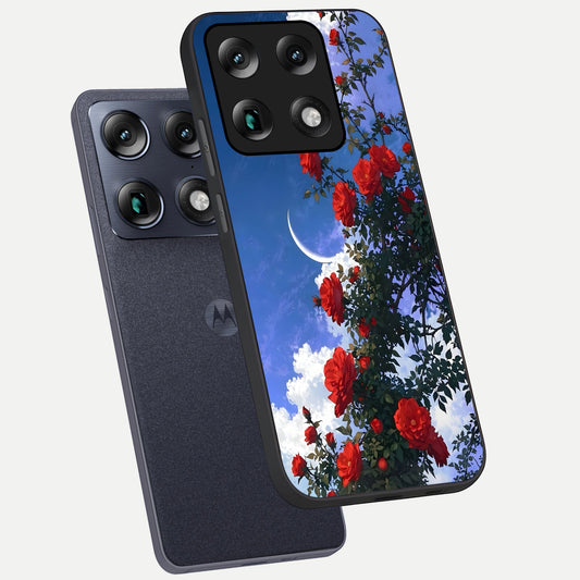 Rose Drift Flowers phone case For Moto Signature showing premium glass back cover with detailed artwork