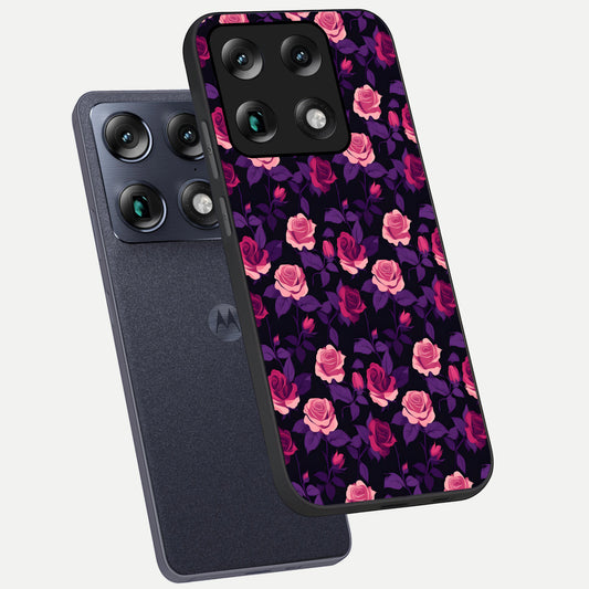 Rose Garden Twilight phone case For Moto Signature showing premium glass back cover with detailed artwork