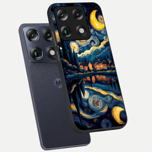Starry Sky Serenity phone case For Moto Signature showing premium glass back cover with detailed artwork