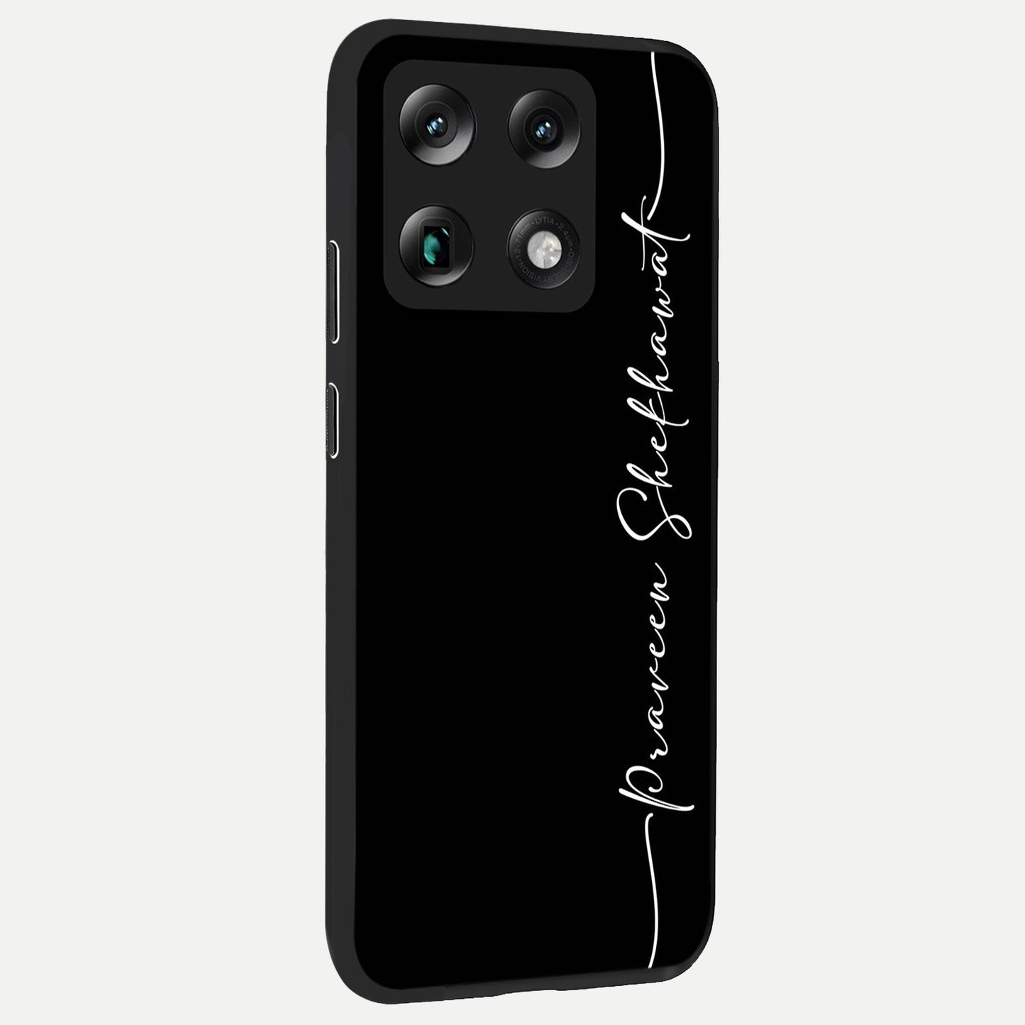 Black Tune Custom Name back cover For Moto Signature slim fit glass case with vibrant aesthetic design