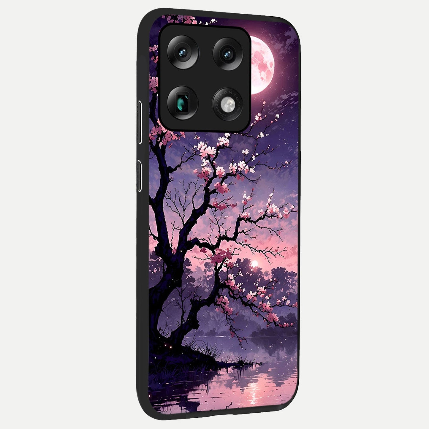 Blossom Pink Moon back cover For Moto Signature slim fit glass case with vibrant aesthetic design
