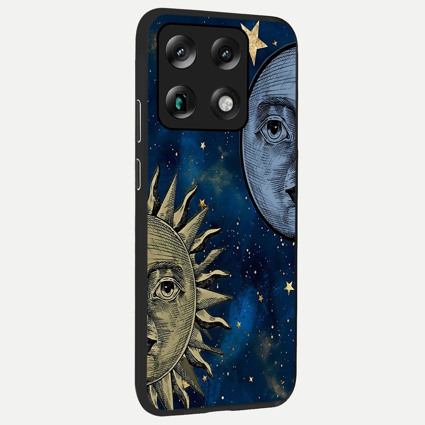 Celestial Moon With Sun back cover For Moto Signature slim fit glass case with vibrant aesthetic design