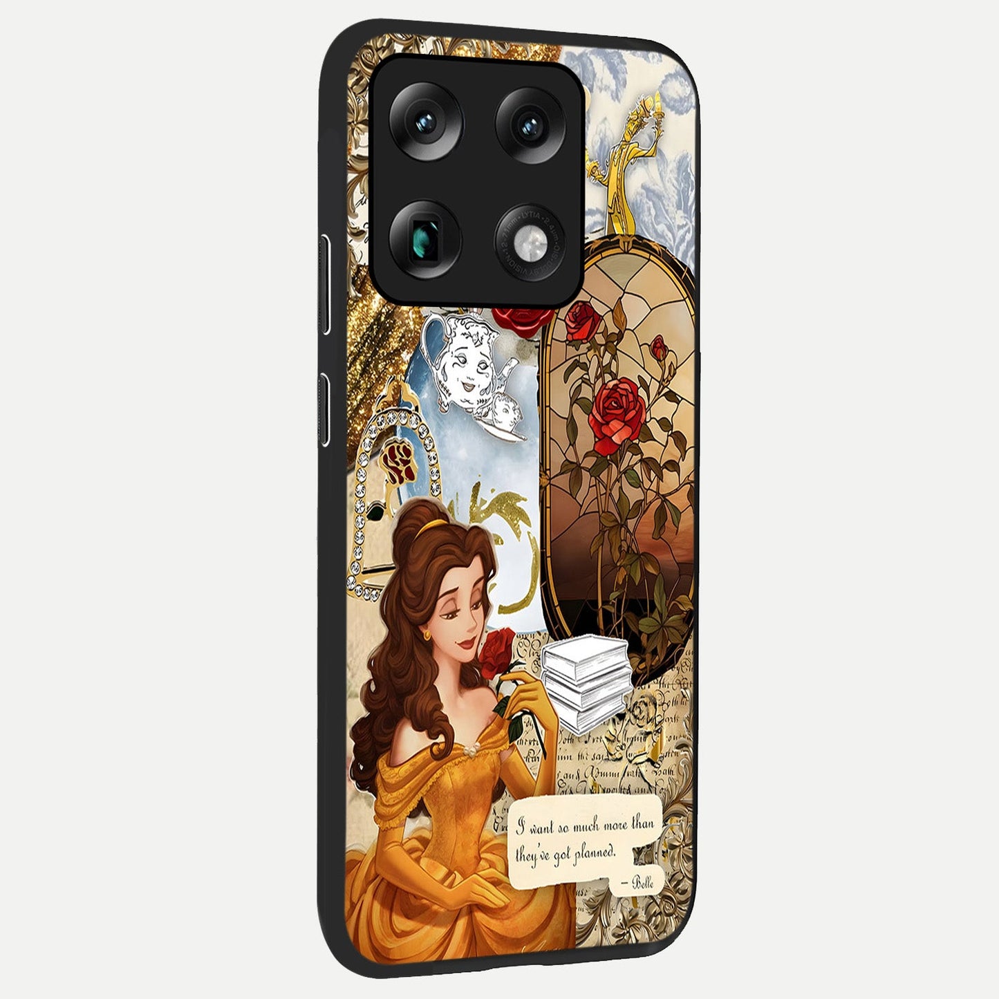 Golden Dream Belle back cover For Moto Signature slim fit glass case with vibrant aesthetic design