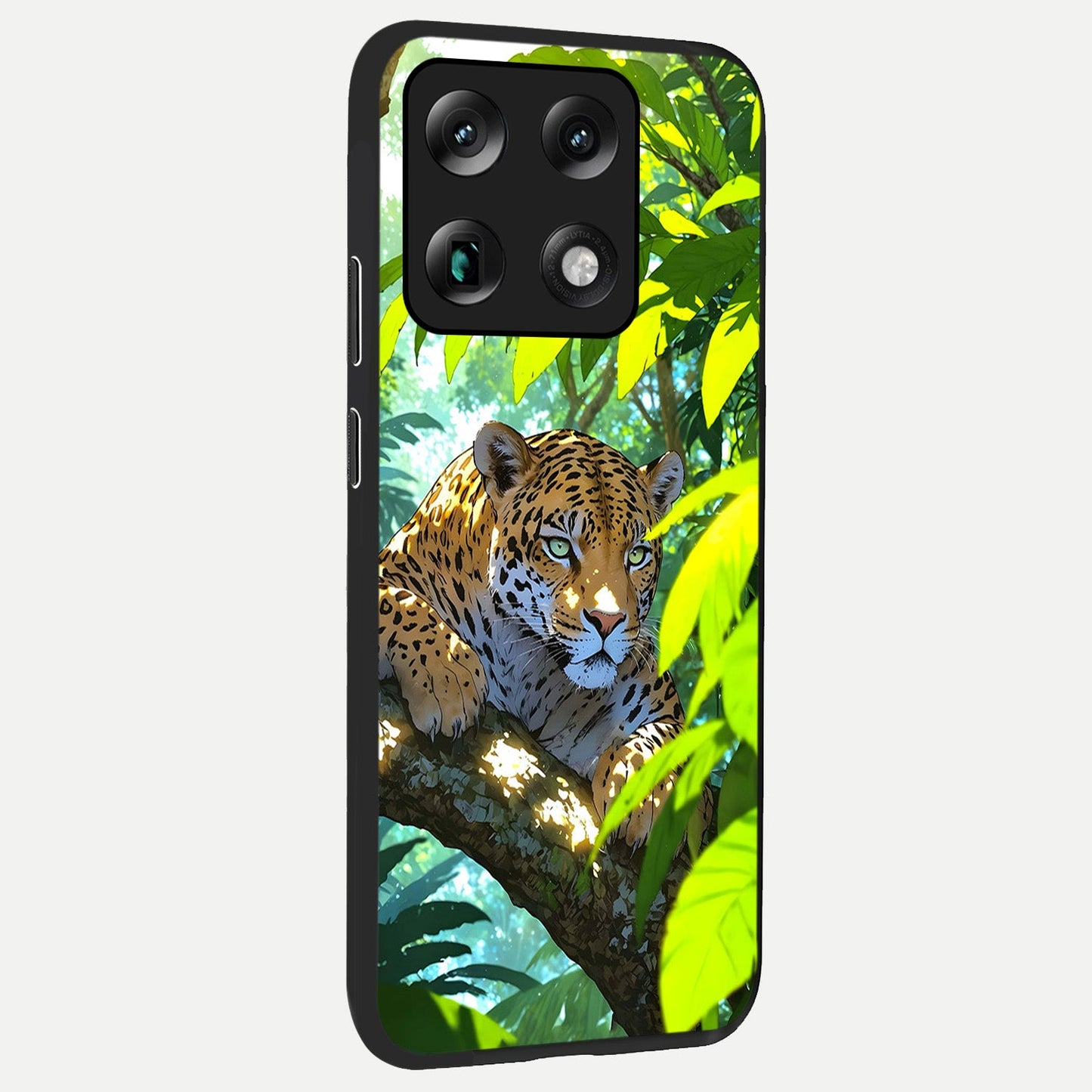 Leopard in Jungle back cover For Moto Signature slim fit glass case with vibrant aesthetic design