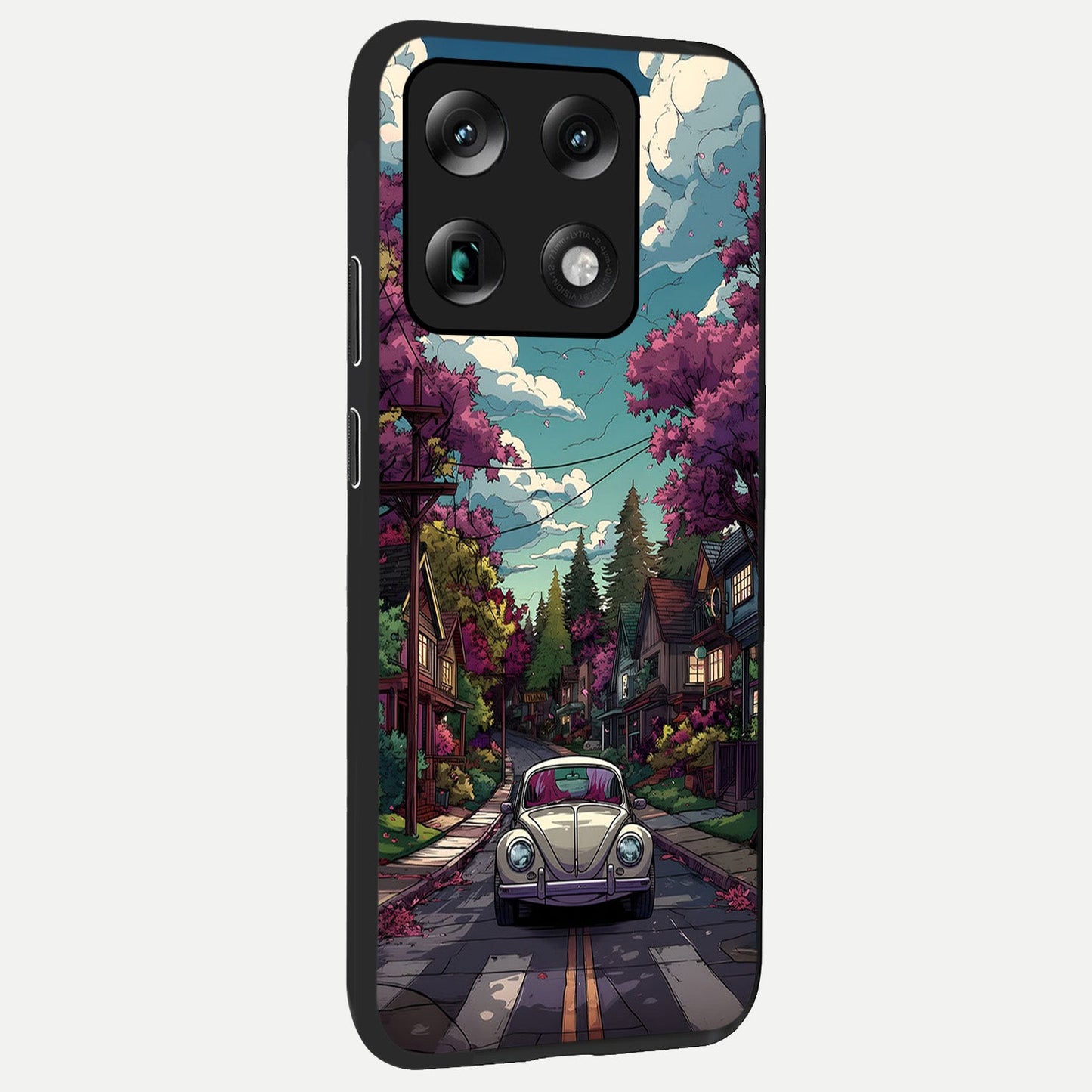 Vintage Street Drive back cover For Moto Signature slim fit glass case with vibrant aesthetic design