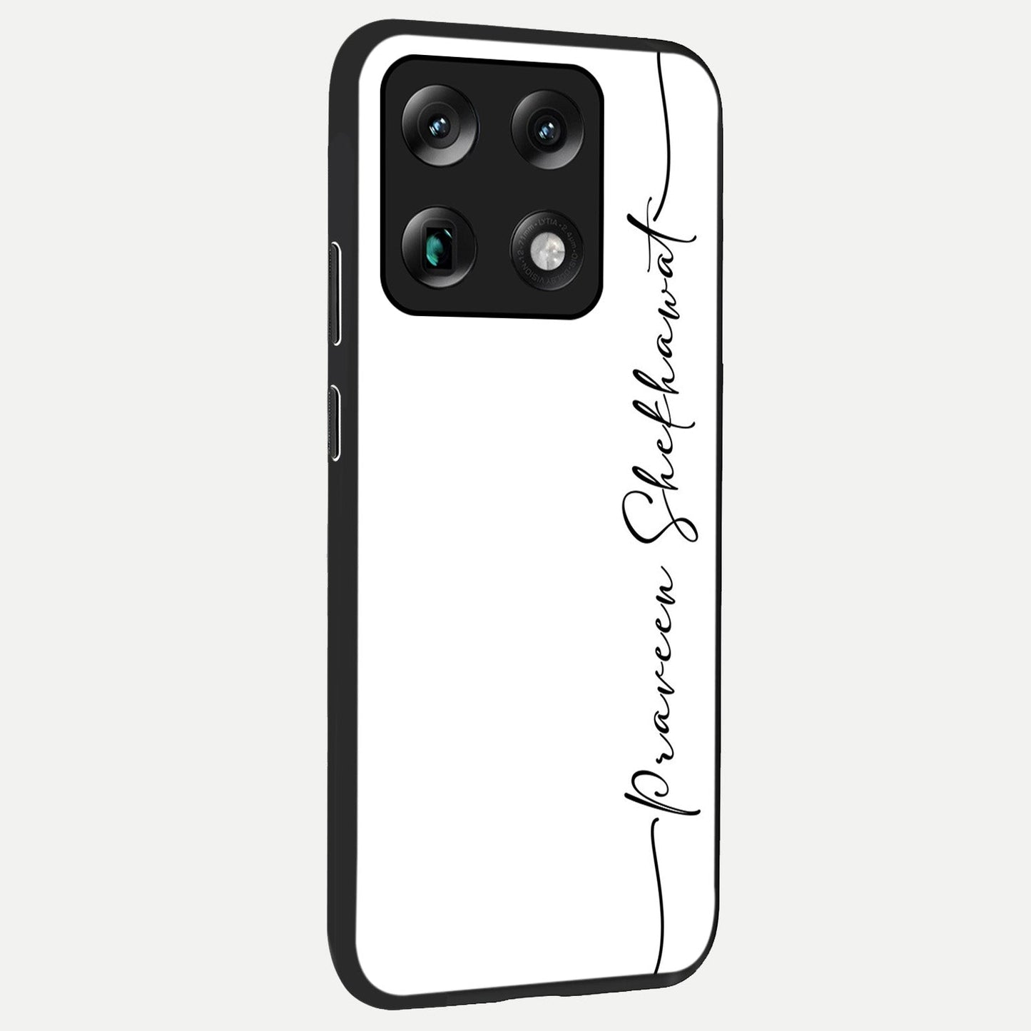 White Tune Custom Name back cover For Moto Signature slim fit personalized glass case with aesthetic design
