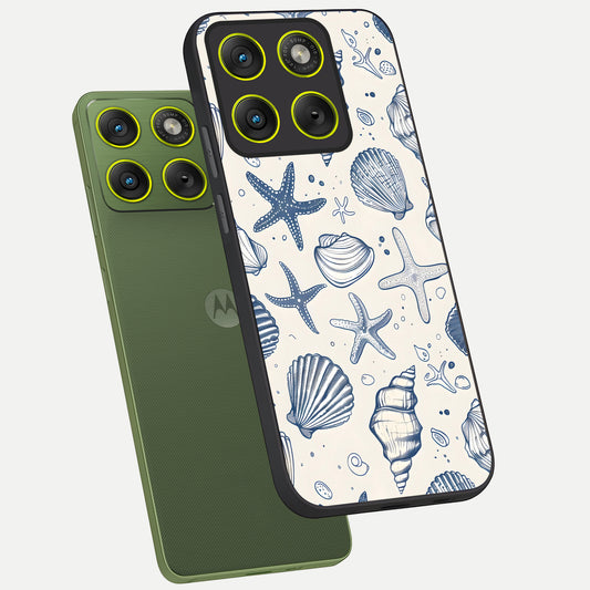 Blue Ocean Outline phone case For Moto Edge 70 showing premium glass back cover with detailed artwork