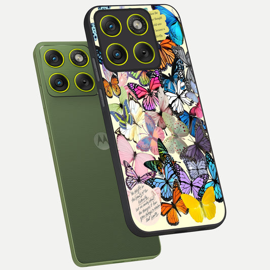 Butterflies Petal Dream phone case For Moto Edge 70 showing premium glass back cover with detailed artwork