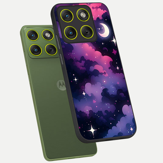 Celestial Moon Magic phone case For Moto Edge 70 showing premium glass back cover with detailed artwork