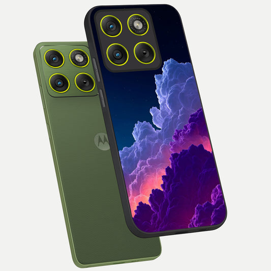 Dreamy Cloud Skies phone case For Moto Edge 70 showing premium glass back cover with detailed artwork