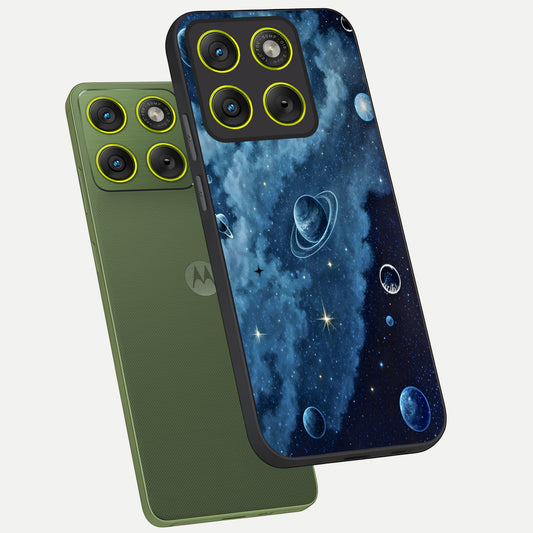 Galaxy Dream Space phone case For Moto Edge 70 showing premium glass back cover with detailed artwork