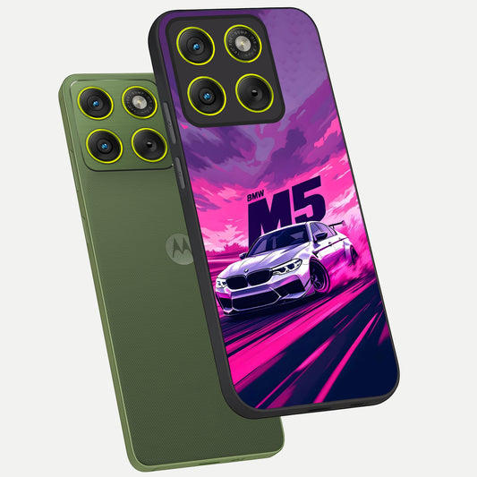 MS Neon Car phone case For Moto Edge 70 showing premium glass back cover with detailed artwork