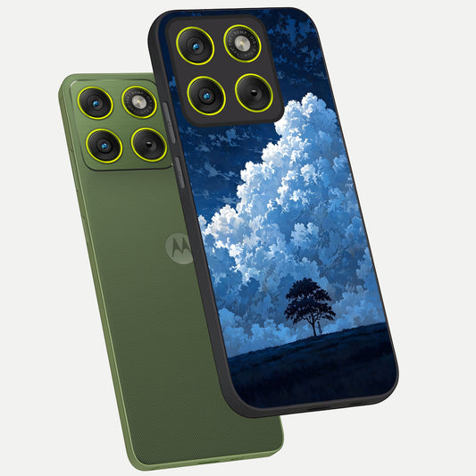 Midnight Sky Serenity phone case For Moto Edge 70 showing premium glass back cover with detailed artwork