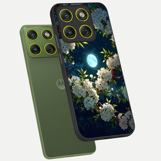 Moonlit Blossom Dream phone case For Moto Edge 70 showing premium glass back cover with detailed artwork