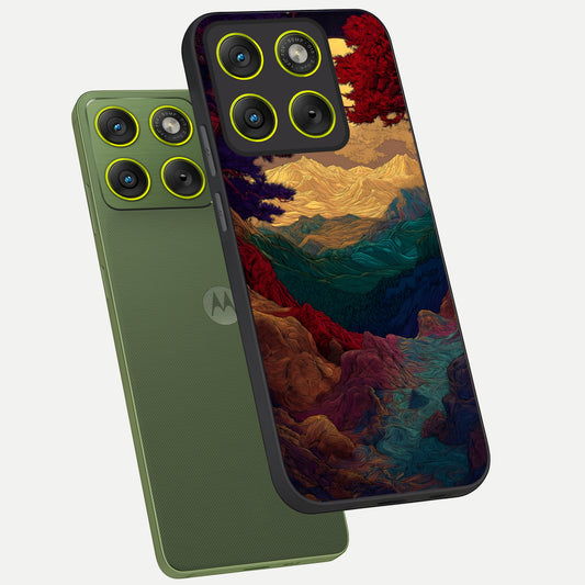 Mystic Valley Light phone case For Moto Edge 70 showing premium glass back cover with detailed artwork