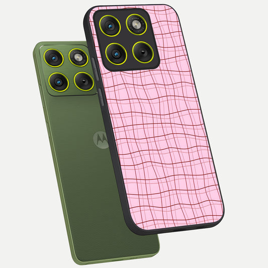 Soft Grid Bliss phone case For Moto Edge 70 showing premium glass back cover with detailed artwork