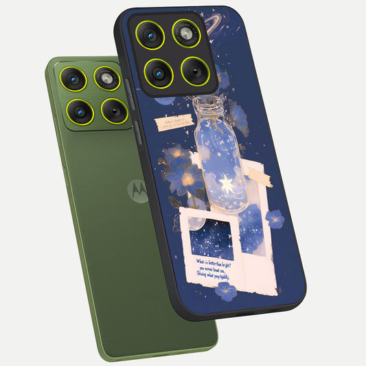 Starlit Cosmic Jar phone case For Moto Edge 70 showing premium glass back cover with detailed artwork