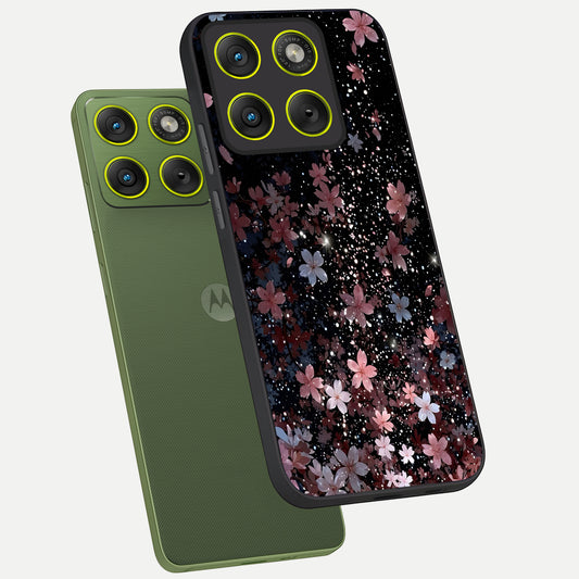 Starlit Flower Dreams phone case For Moto Edge 70 showing premium glass back cover with detailed artwork
