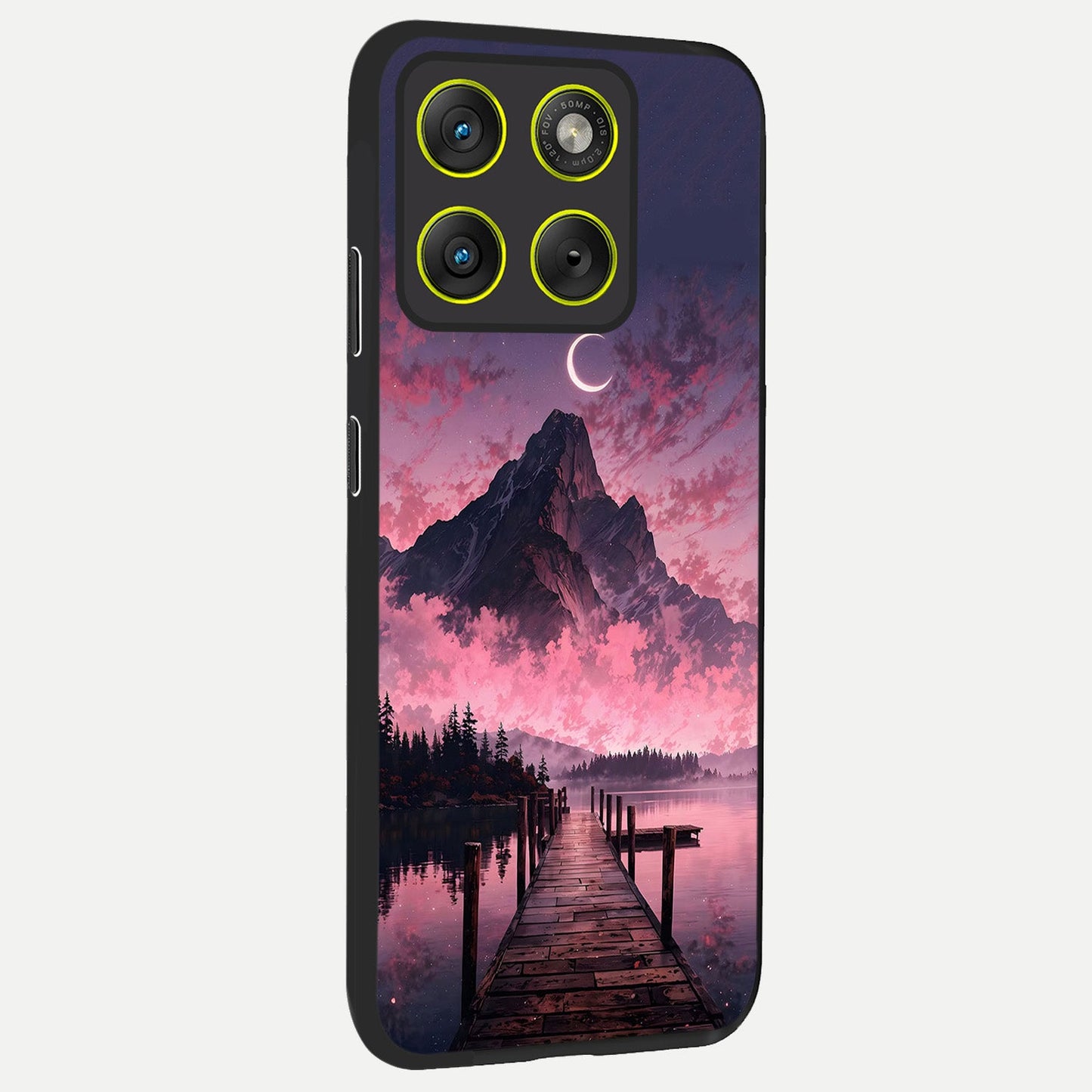 Beautiful Mountain View back cover For Moto Edge 70 slim fit glass case with vibrant aesthetic design