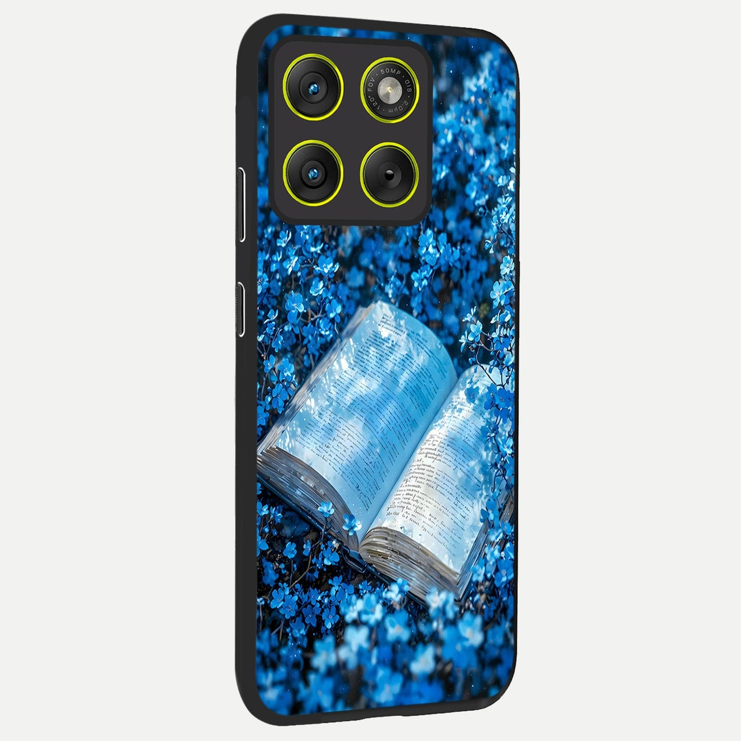Blue Bloom Tales back cover For Moto Edge 70 slim fit glass case with vibrant aesthetic design