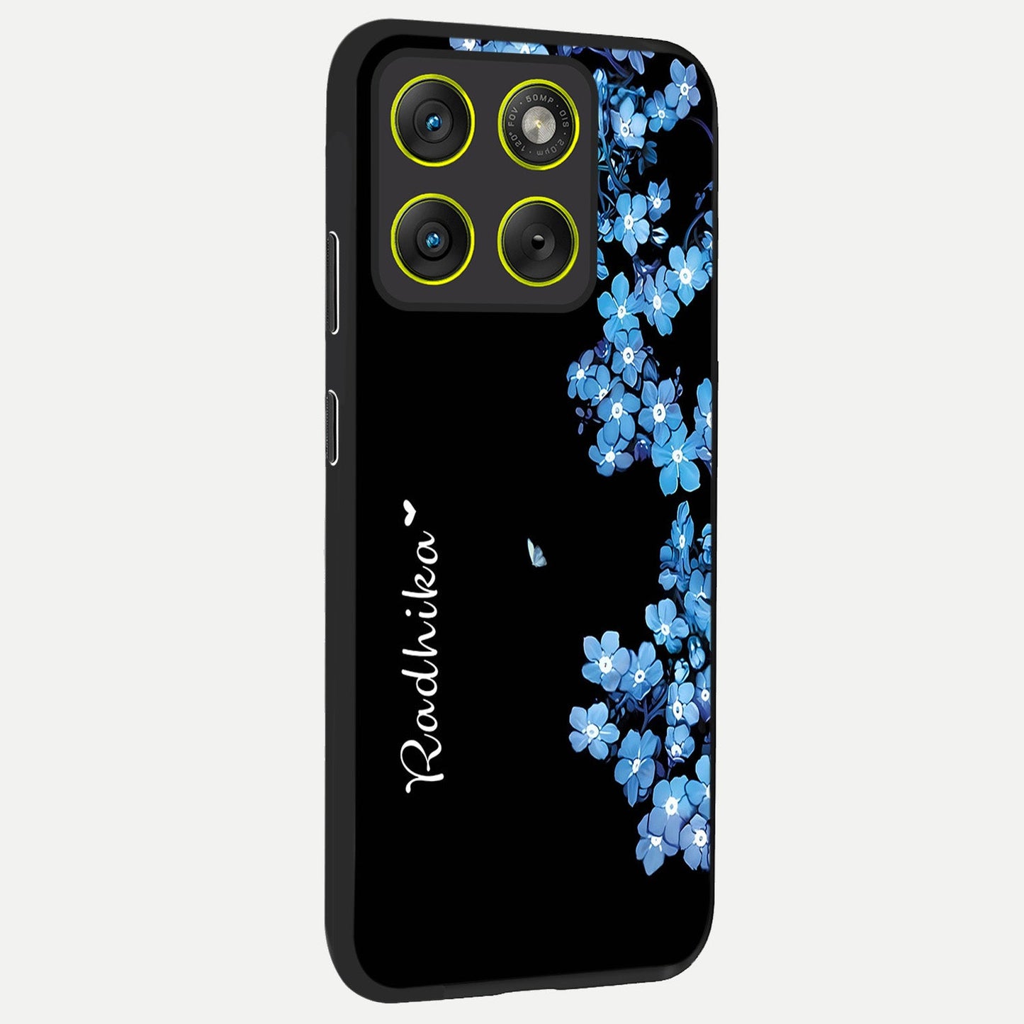 Blue Petal Dream Custom Name back cover For Moto Edge 70 slim fit glass case with vibrant aesthetic design