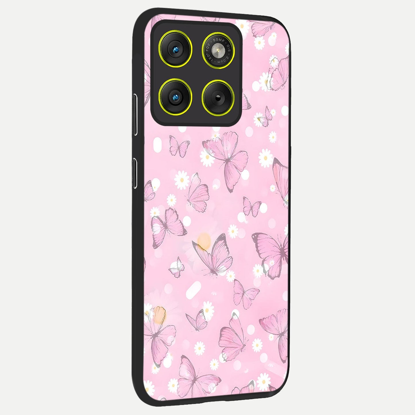 Blush Butterfly Garden back cover For Moto Edge 70 slim fit glass case with vibrant aesthetic design