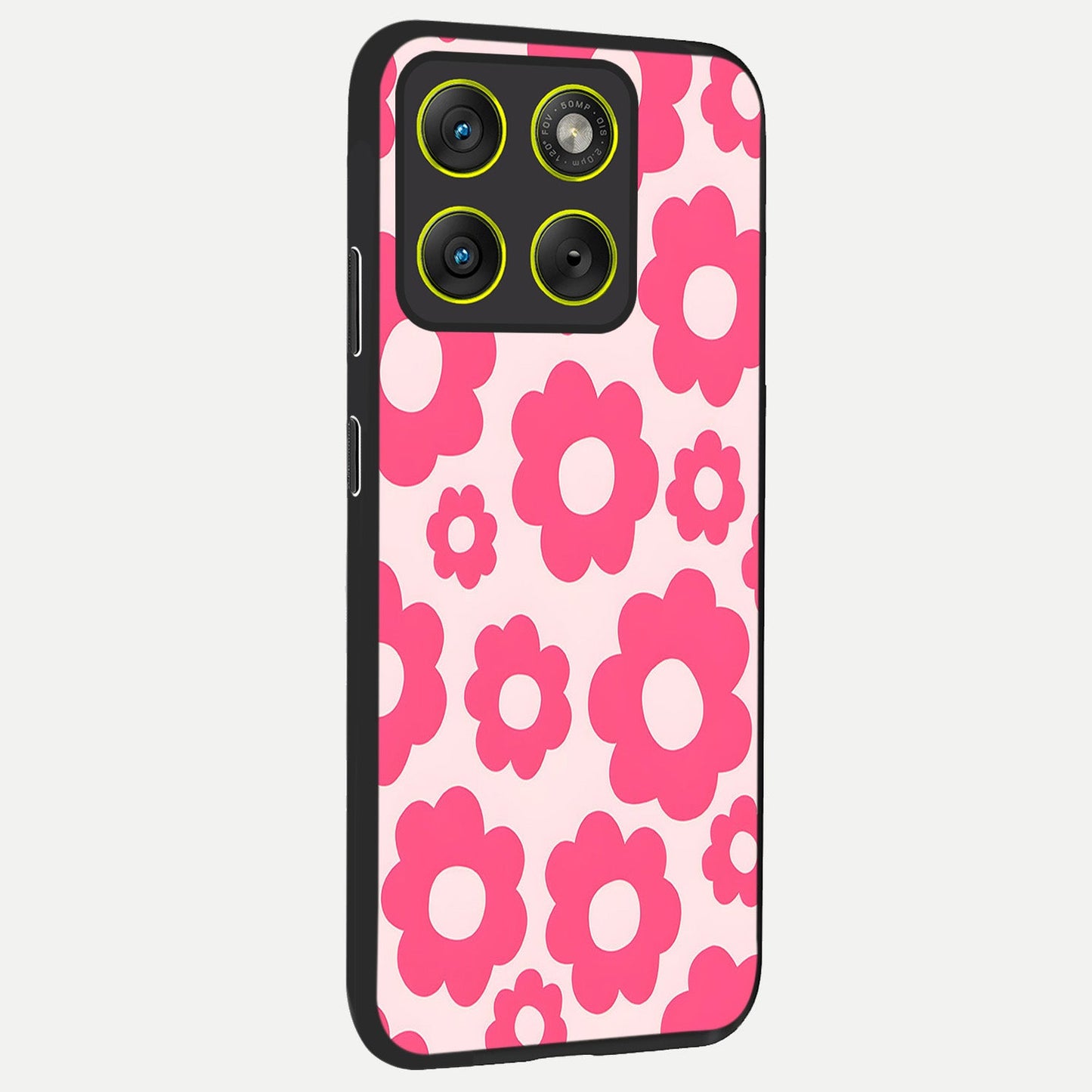 Blush Flower Pop back cover For Moto Edge 70 slim fit glass case with vibrant aesthetic design