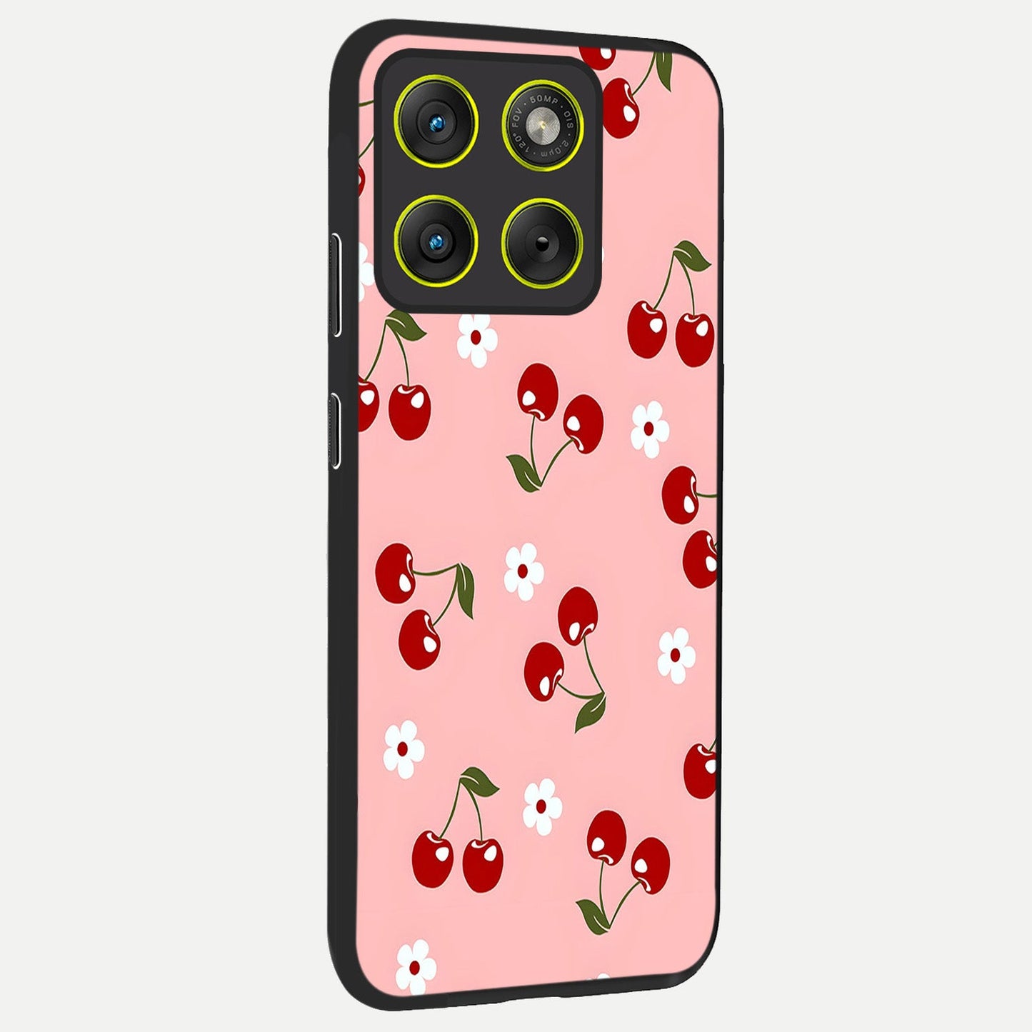 Cherry Love Mood back cover For Moto Edge 70 slim fit glass case with vibrant aesthetic design