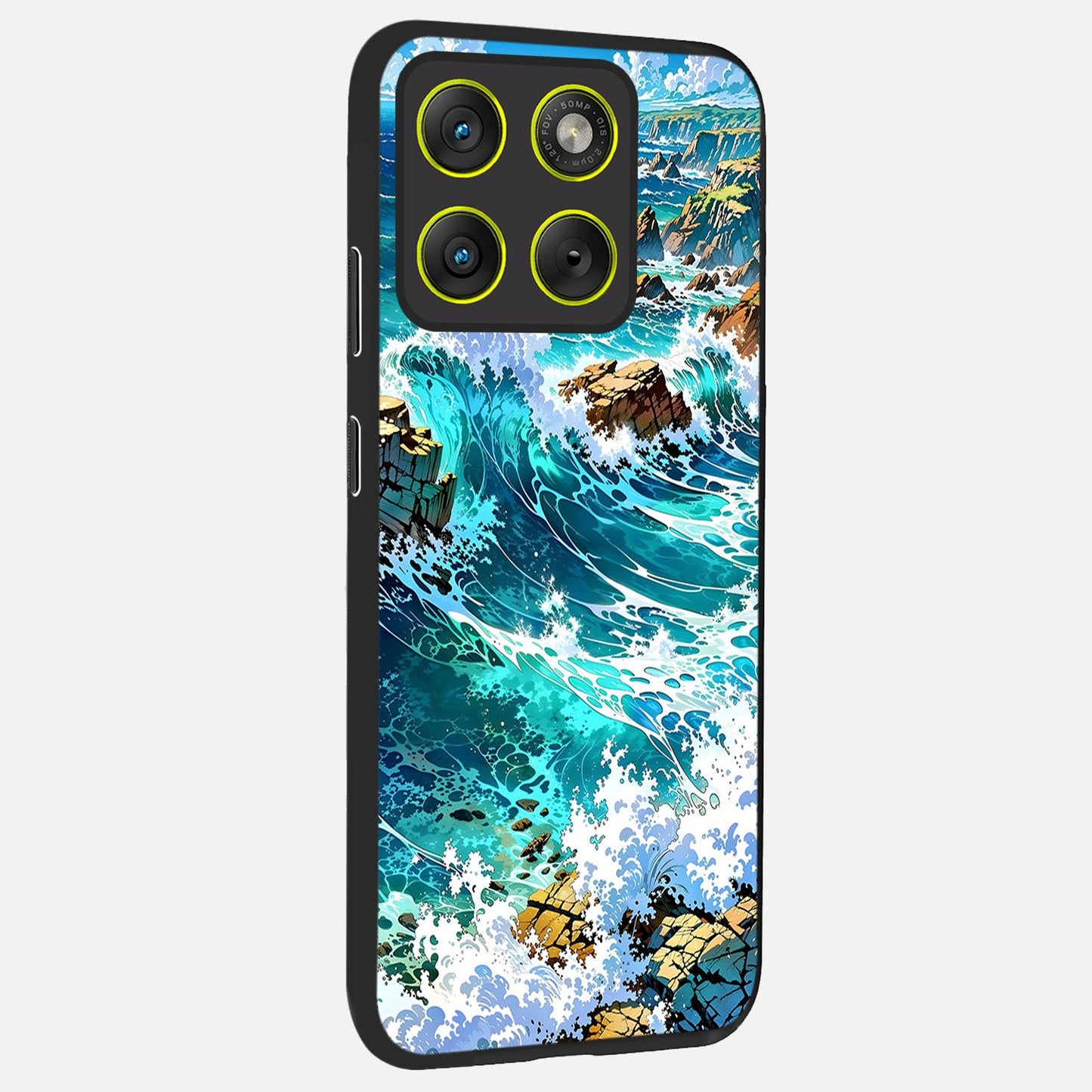 Coastal Blue Waves back cover For Moto Edge 70 slim fit glass case with vibrant aesthetic design