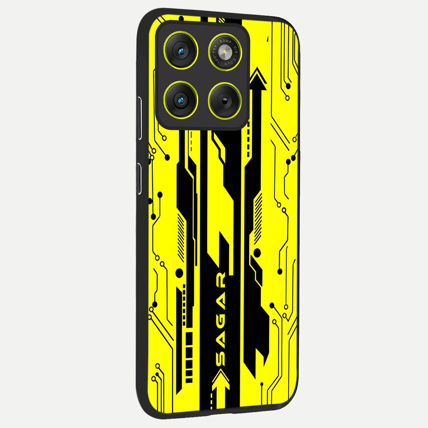 Electric Pulse CYBERPUNK Custom Name back cover For Moto Edge 70 slim fit glass case with vibrant aesthetic design