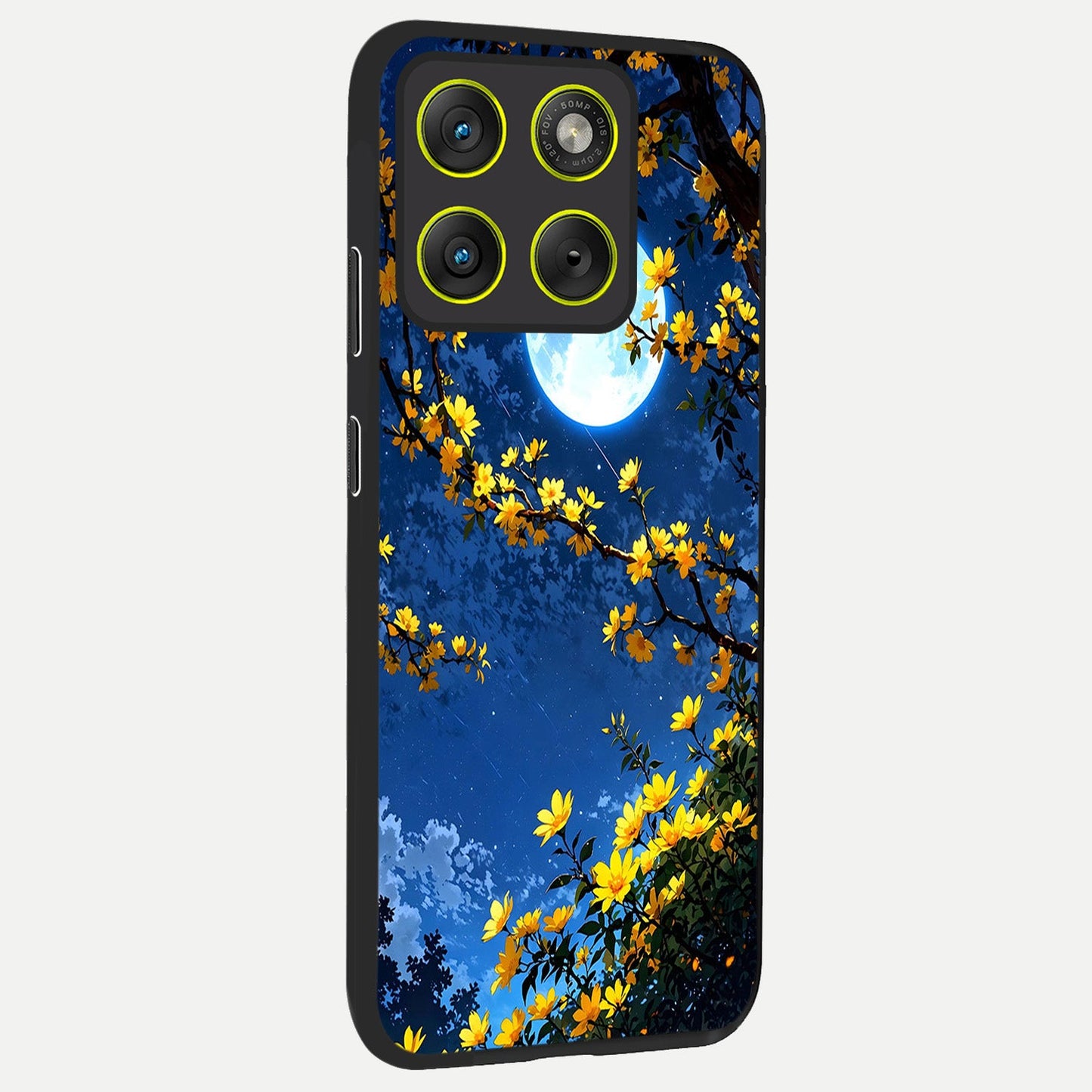 Golden Night Glow back cover For Moto Edge 70 slim fit glass case with vibrant aesthetic design