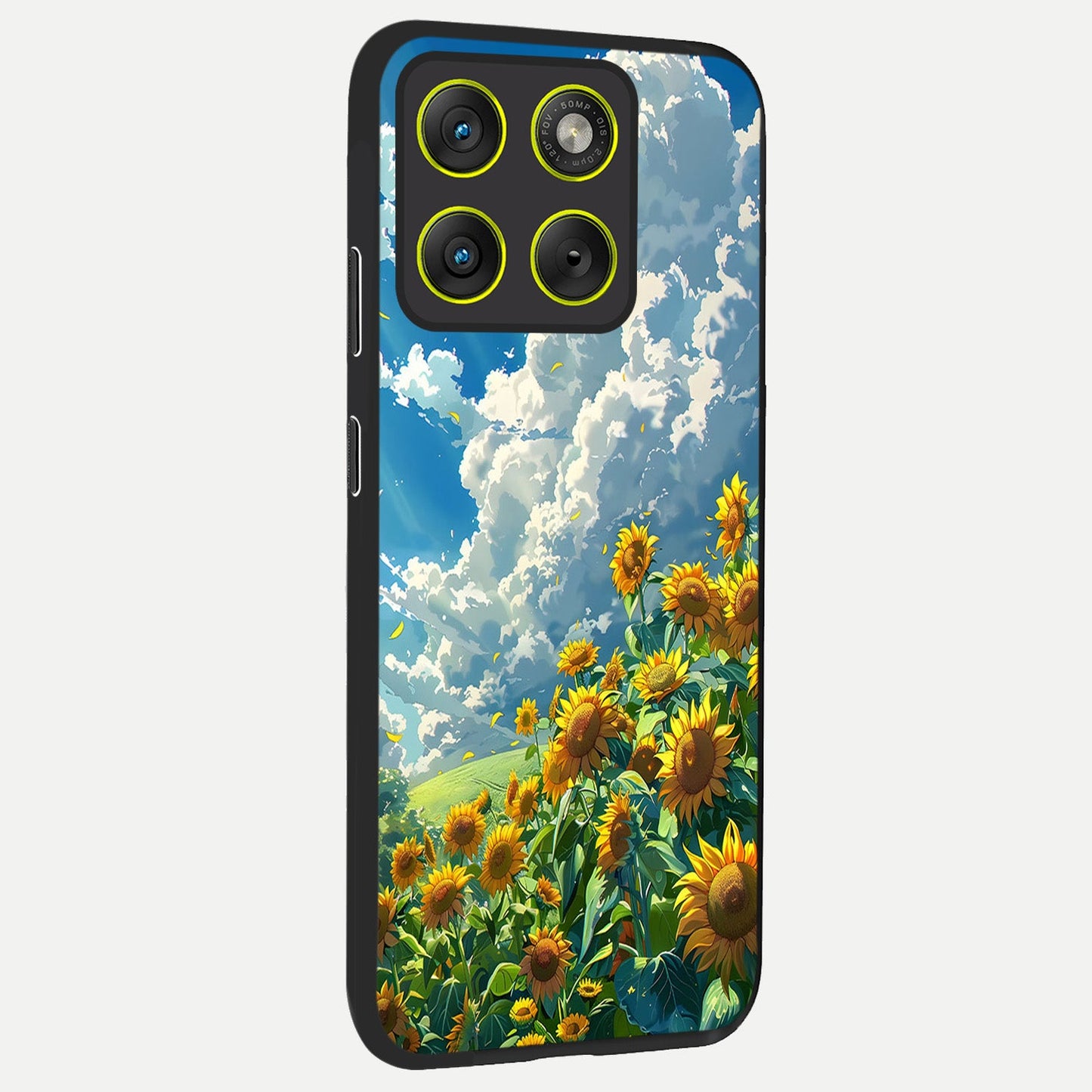 Golden Sun Glory back cover For Moto Edge 70 slim fit glass case with vibrant aesthetic design