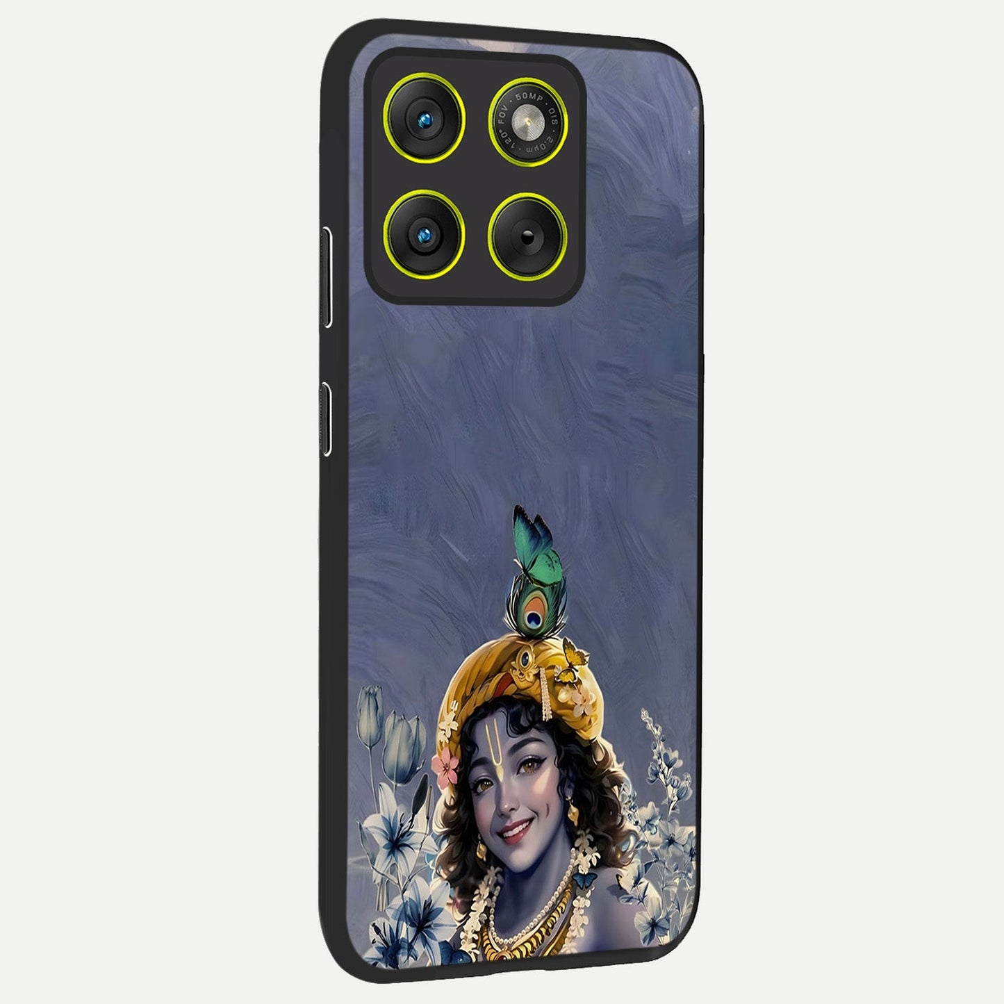 Lord Krishna back cover For Moto Edge 70 slim fit glass case with vibrant aesthetic design