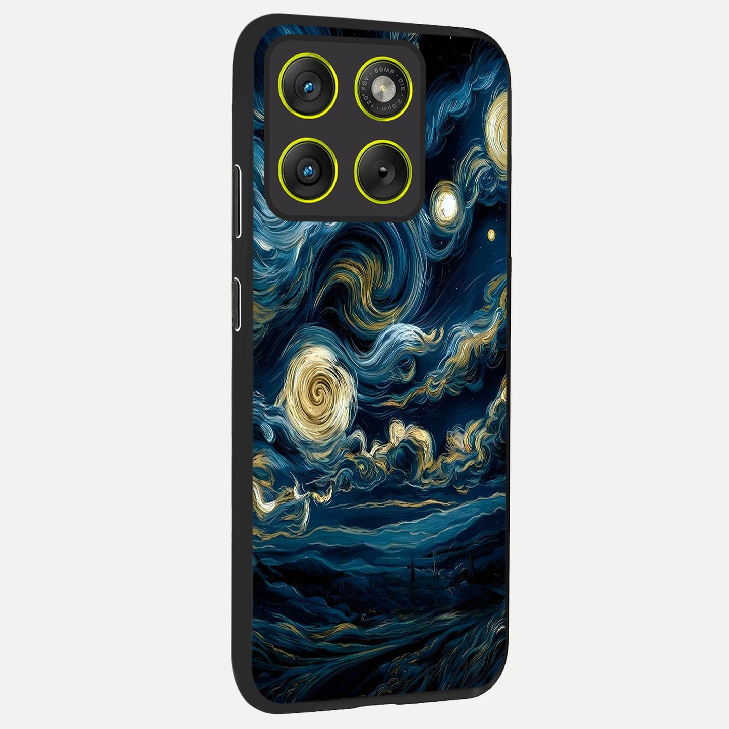 Midnight Sky Whirl back cover For Moto Edge 70 slim fit glass case with vibrant aesthetic design