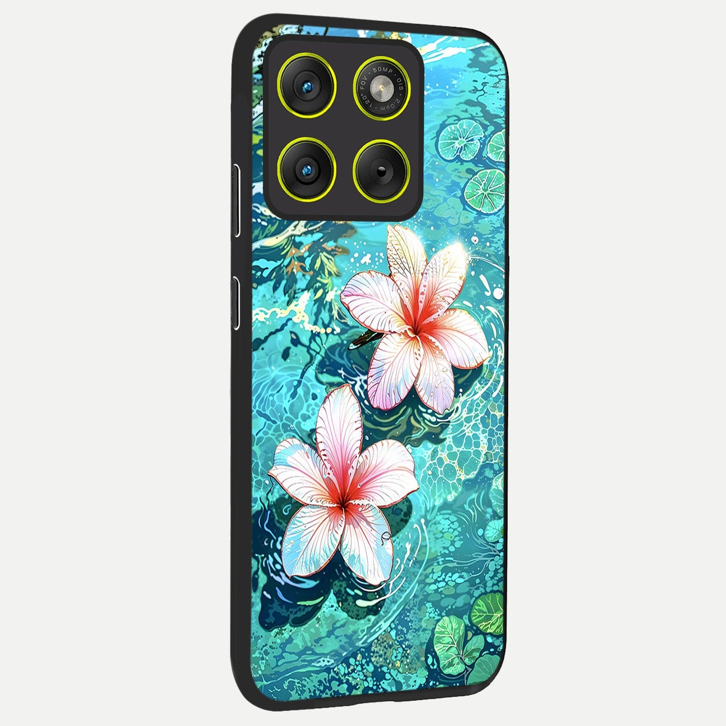 Pink Flowers in Water back cover For Moto Edge 70 slim fit glass case with vibrant aesthetic design