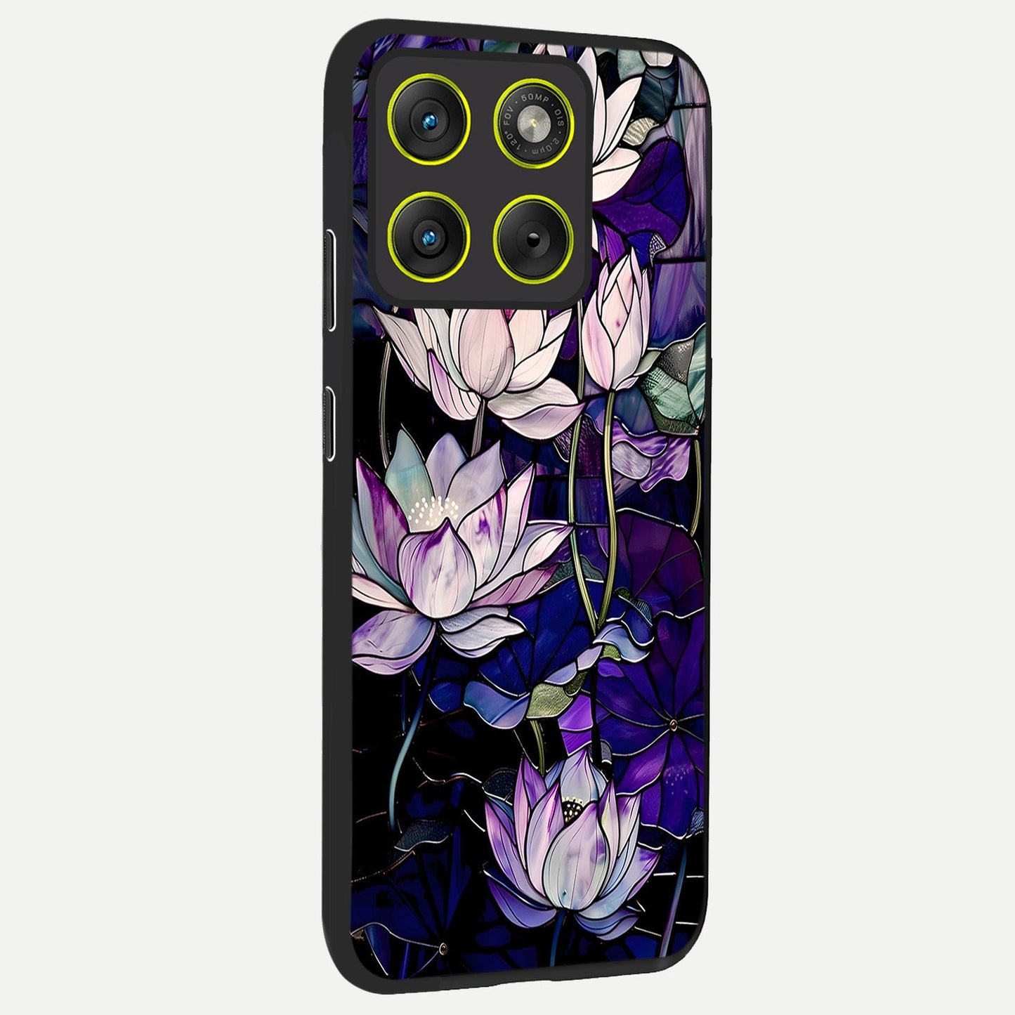 Purple Lotus Pattern back cover For Moto Edge 70 slim fit glass case with vibrant aesthetic design