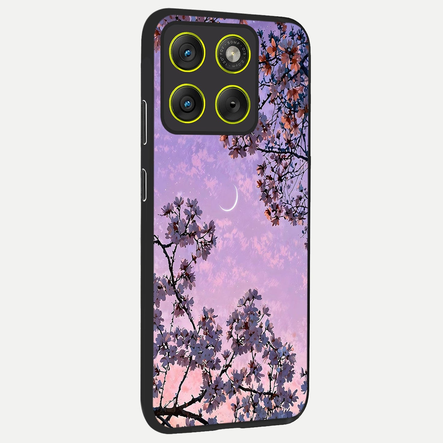 Purple Serenity Moon back cover For Moto Edge 70 slim fit glass case with vibrant aesthetic design
