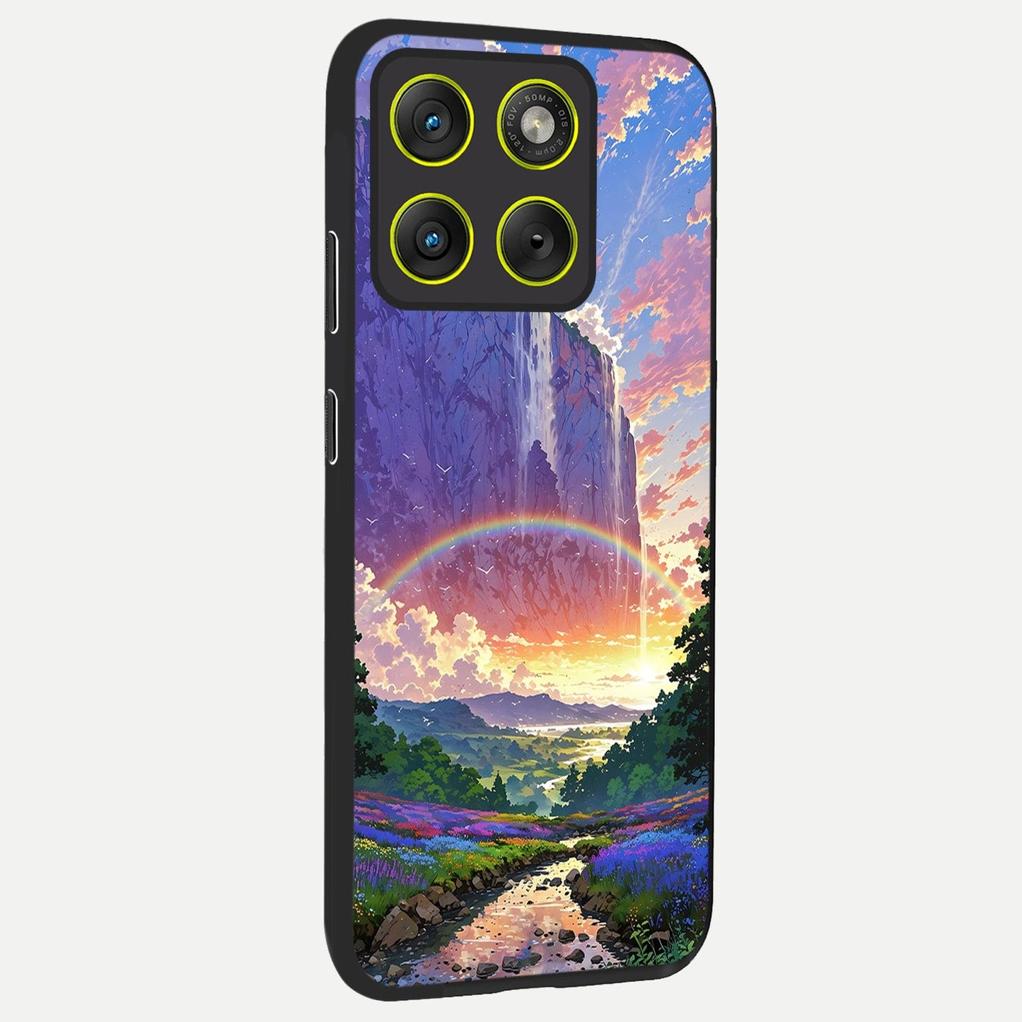 Rainbow Valley Dream back cover For Moto Edge 70 slim fit glass case with vibrant aesthetic design
