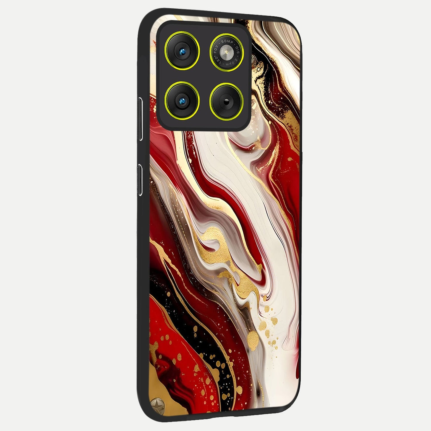 Red And White Marble back cover For Moto Edge 70 slim fit glass case with vibrant aesthetic design