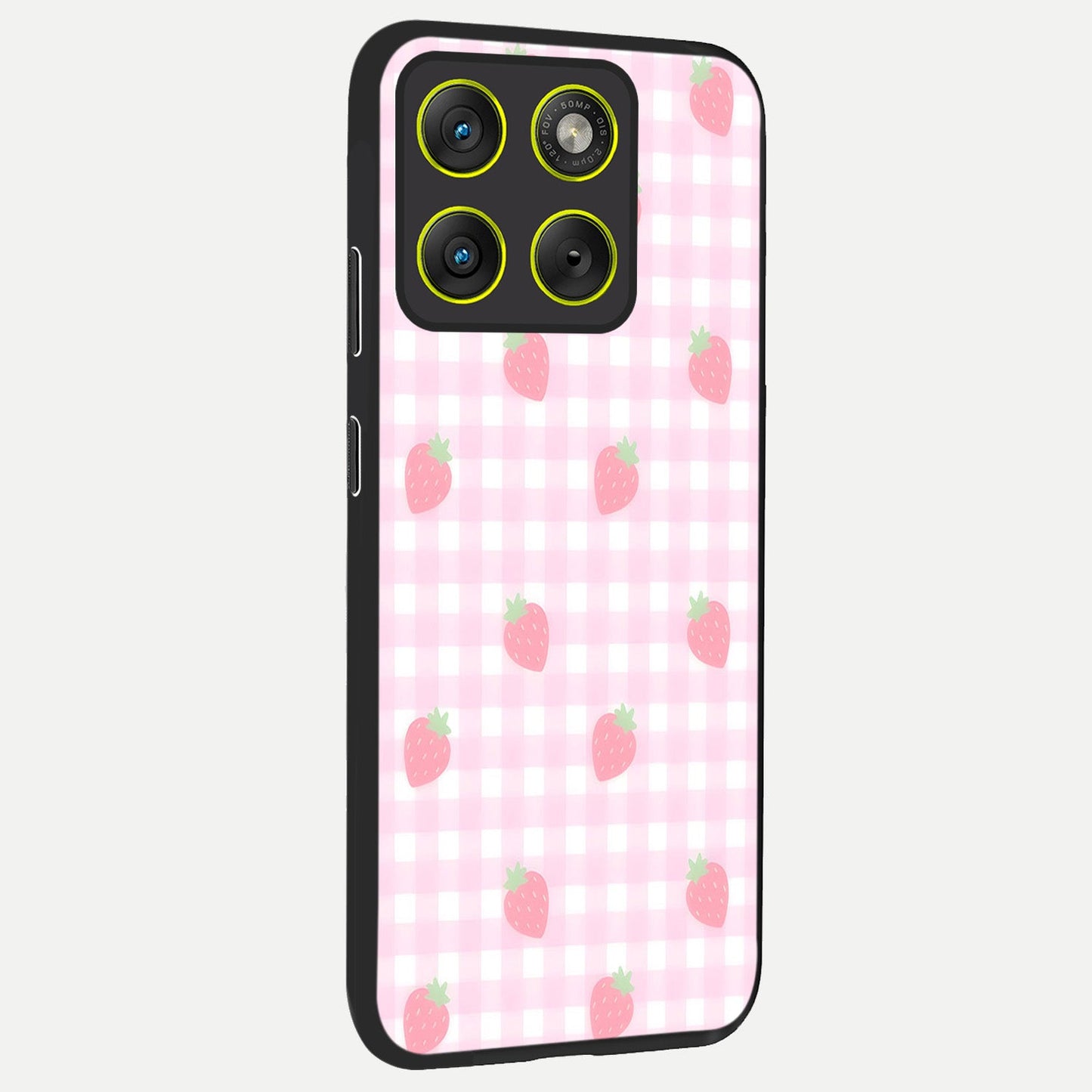 Strawberry Picnic Love back cover For Moto Edge 70 slim fit glass case with vibrant aesthetic design