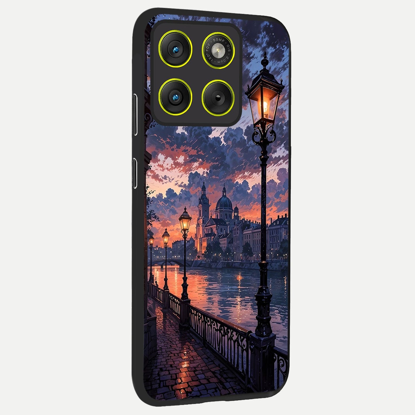 Twilight River Lights back cover For Moto Edge 70 slim fit glass case with vibrant aesthetic design