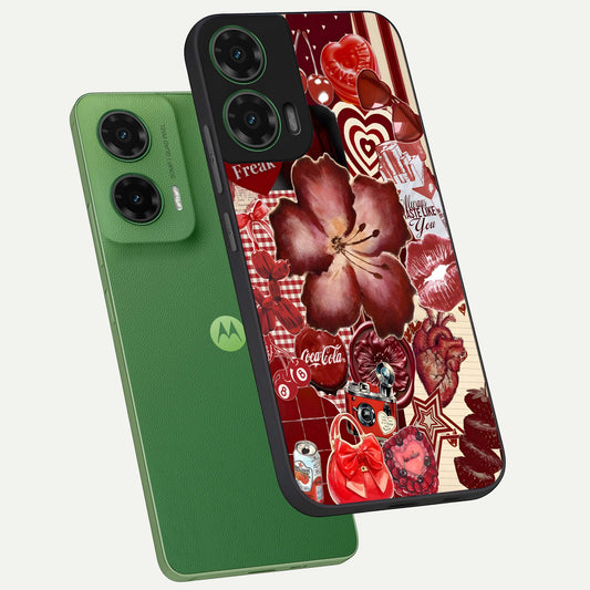 Aesthetic Little Freak phone case For Moto G35 showing premium glass back cover with detailed artwork