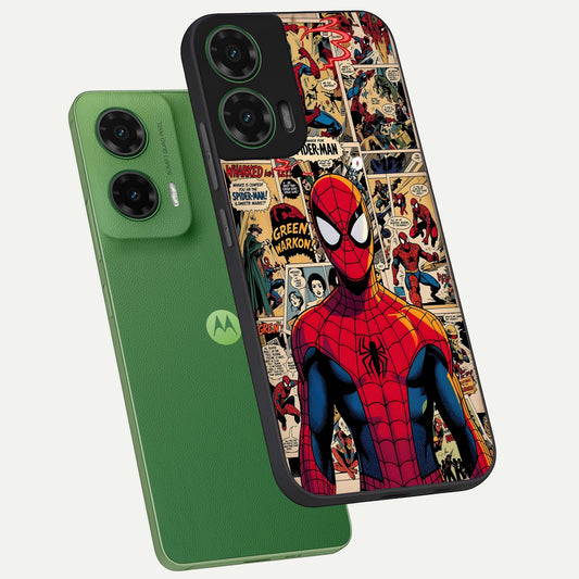Aesthetic Spider phone case For Moto G35 showing premium glass back cover with detailed artwork